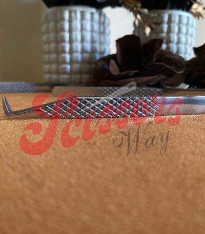 90 Degree Thick Eyelash Tweezers Diamond Grip Handle
