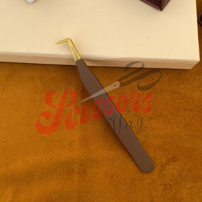 Brown-Color-Eyelash-Tweezers-90-Degree