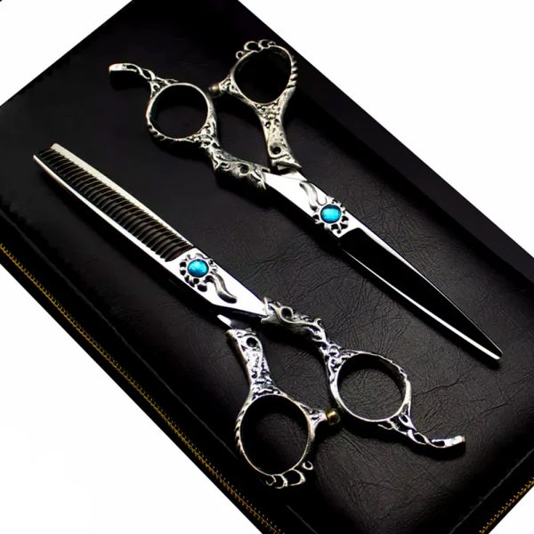 Blue Crystal Professional 6 440c Hairdressing Scissors Set