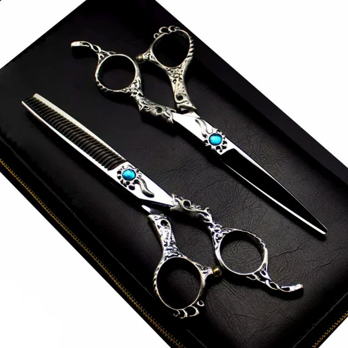 Blue Crystal Professional 6 440c Hairdressing Scissors Set