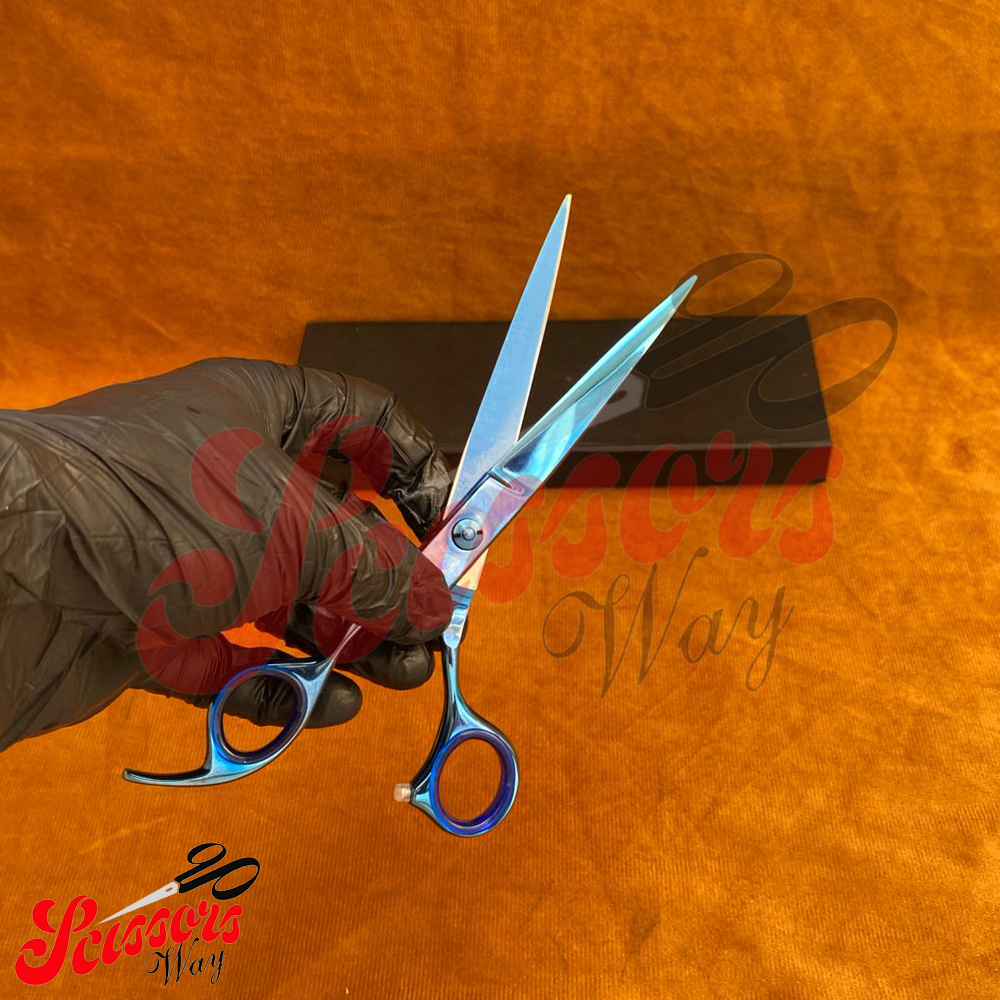 Left Handed Pet Grooming Scissors 440c Plasma Blue 2