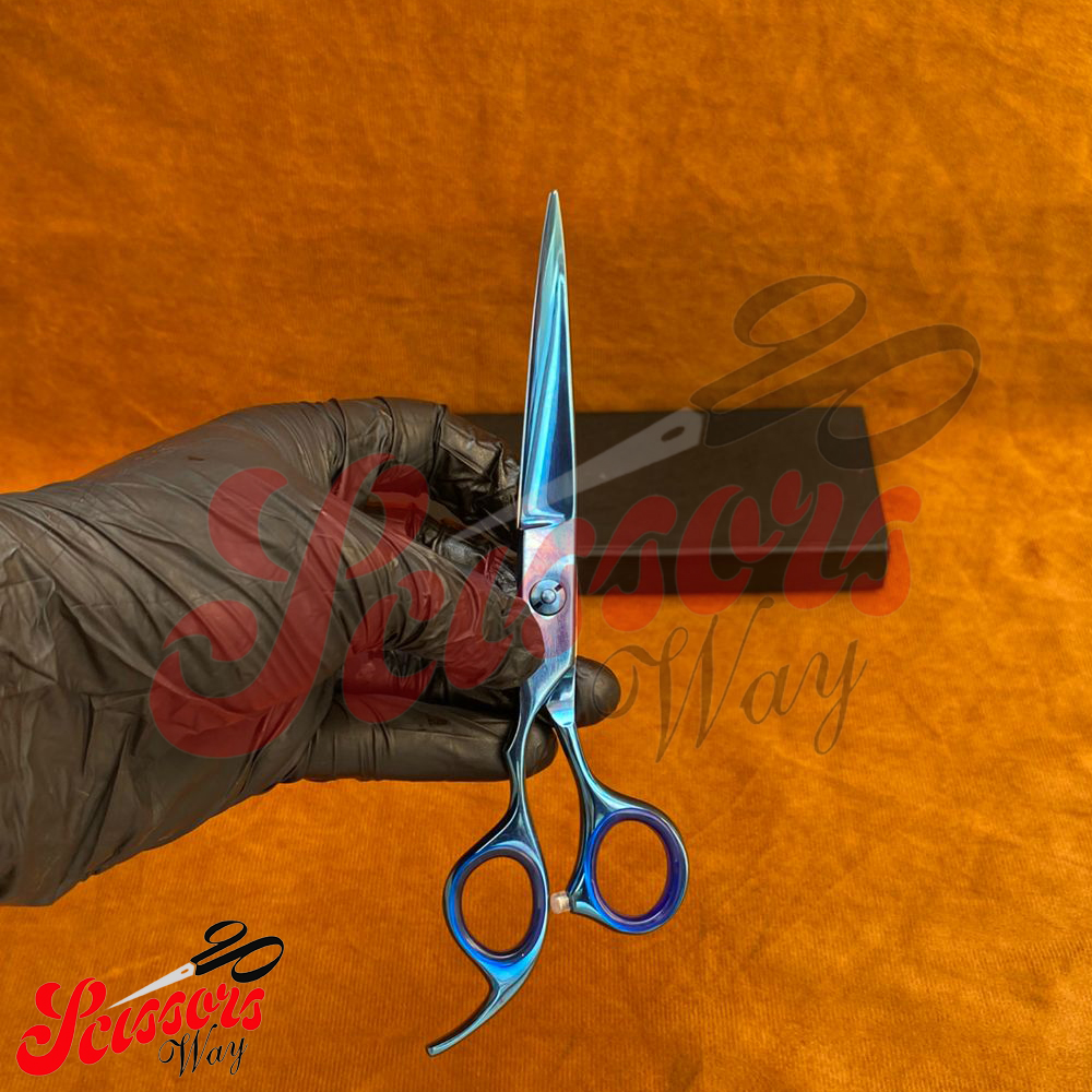 Left Handed Pet Grooming Scissors 440c Plasma Blue 5