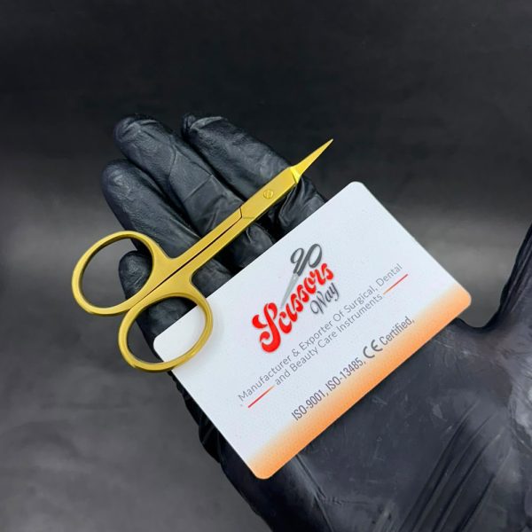 Plasma Gold Arrow Point Cuticle Scissors Curved 9 CM Manufacturer And Supplier Sialkot Pakistan
