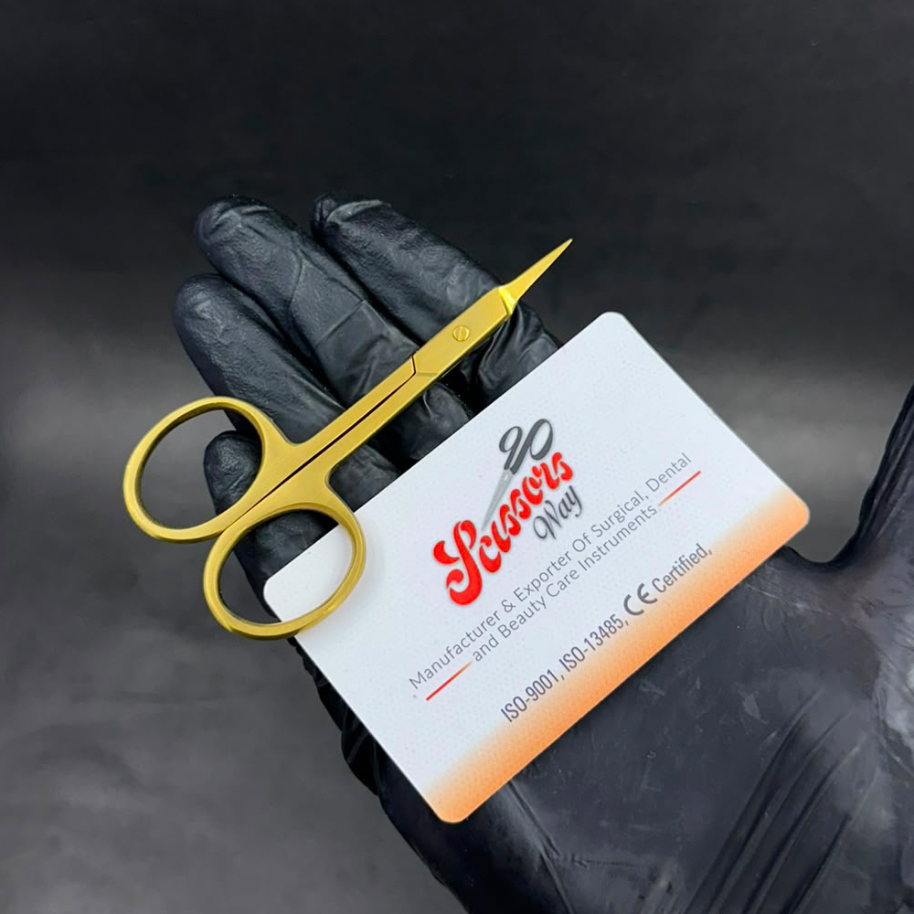 Plasma Gold Arrow Point Cuticle Scissors Curved 9 CM Manufacturer And Supplier Sialkot Pakistan Plasma Gold Arrow Point Cuticle Scissors Curved 9 CM Manufacturer And Supplier Sialkot Pakistan